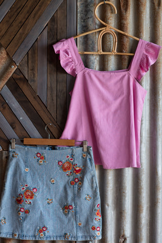 Hayley - Floral denim skirt
