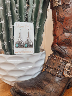 Turquoise Cattle Tag Earrings