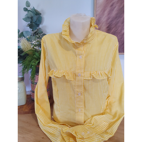 (L) Yellow Gingham Ladies Shirt