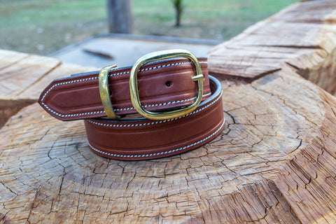 Leather Belt - Brass Buckle
